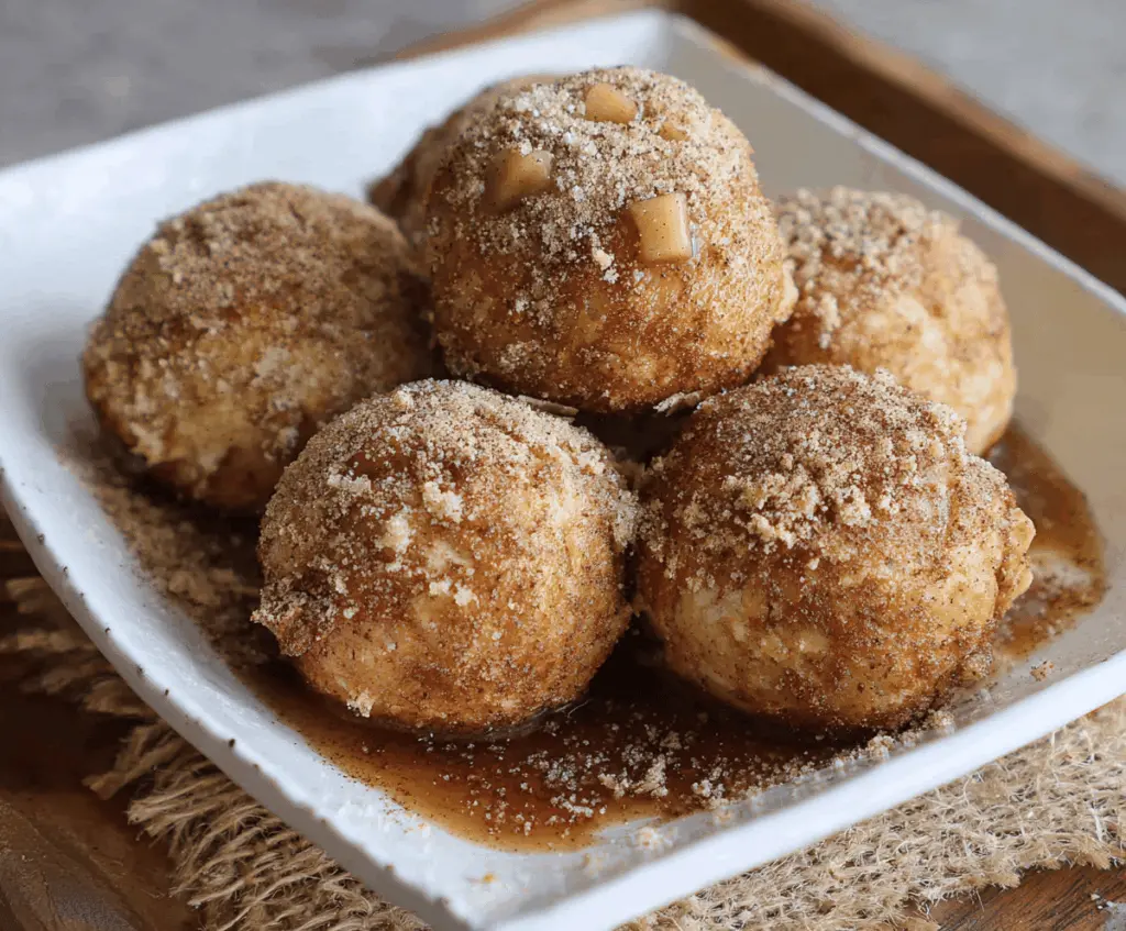Delicious Air Fryer Apple Pie Bombs with flaky crust and cinnamon-spiced apple filling ready to serve