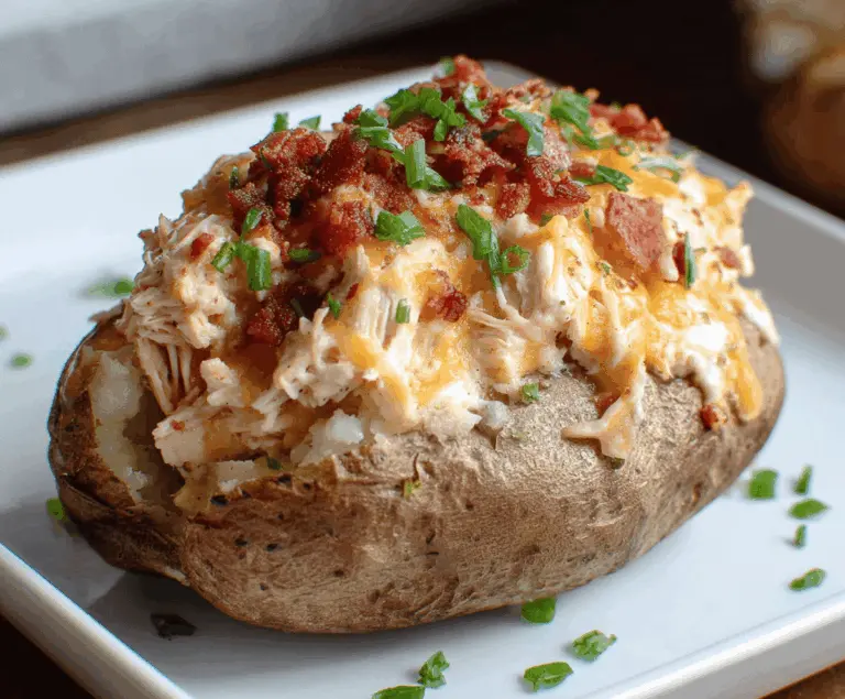 Delicious crack chicken stuffed potatoes topped with cheese and green onions