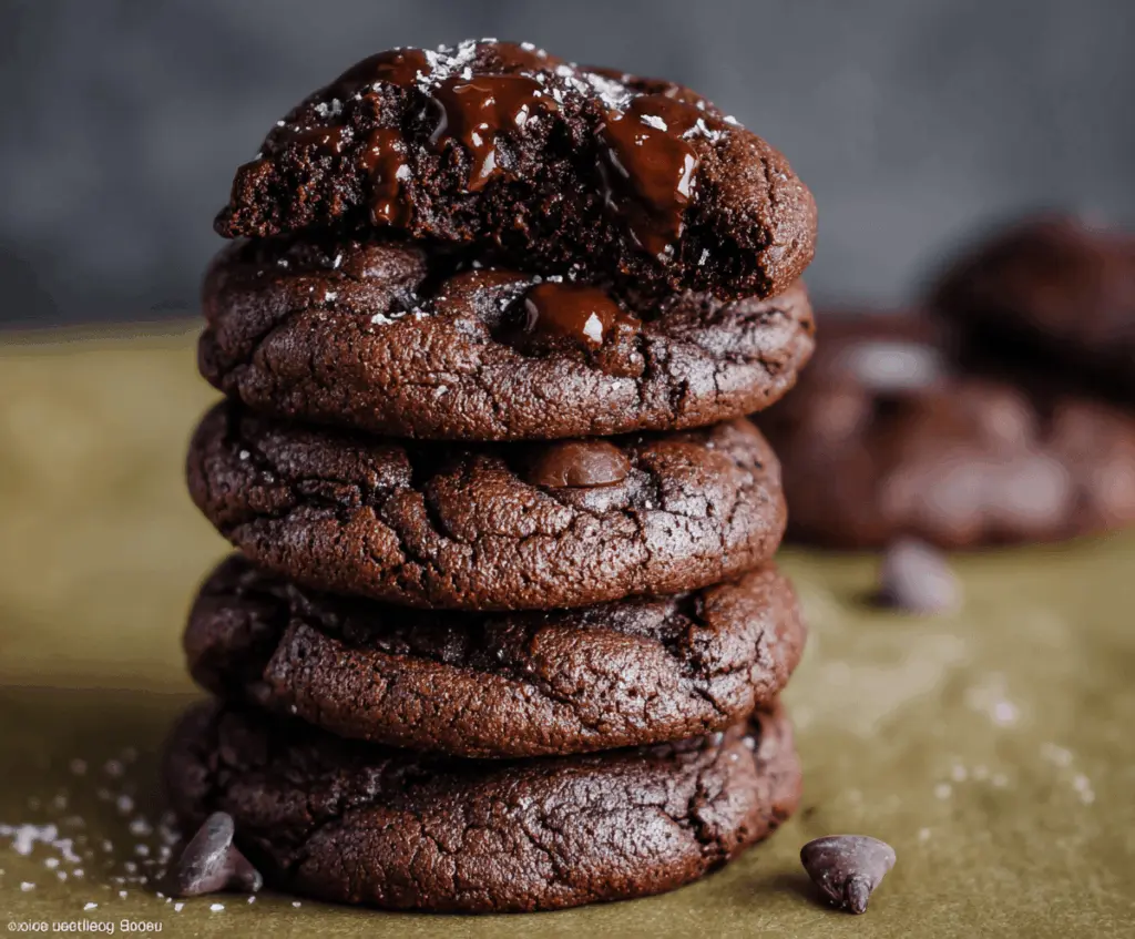 Delicious double chocolate cookies with a rich, fudgy texture and gooey chocolate chips, perfect for satisfying sweet cravings