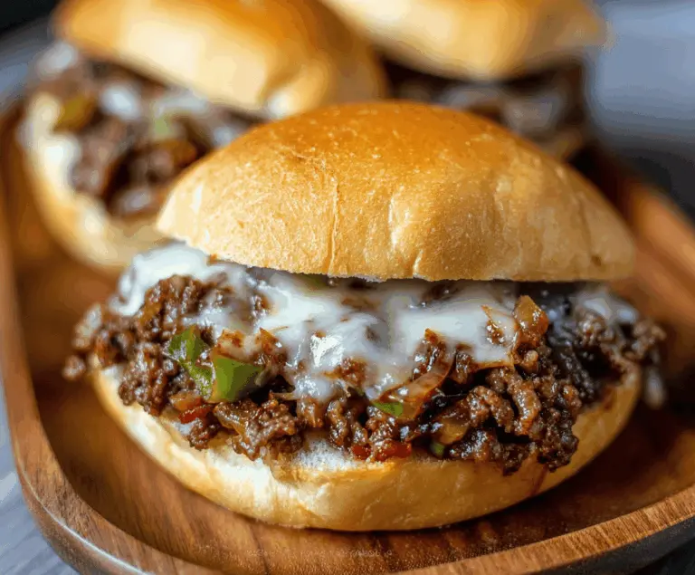 Delicious Gordon Ramsay Philly Cheesesteak Sloppy Joes with melted cheese, tender beef, and fresh toppings in a sandwich bun