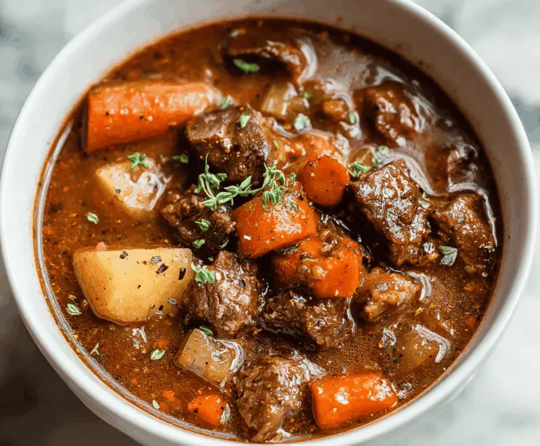 Hearty homemade Instant Pot beef stew with tender beef chunks, vegetables, and rich broth served in a bowl