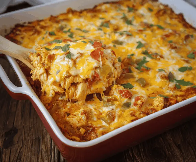 Delicious keto Mexican chicken casserole with melted cheese and spicy seasonings, perfect for healthy dinner