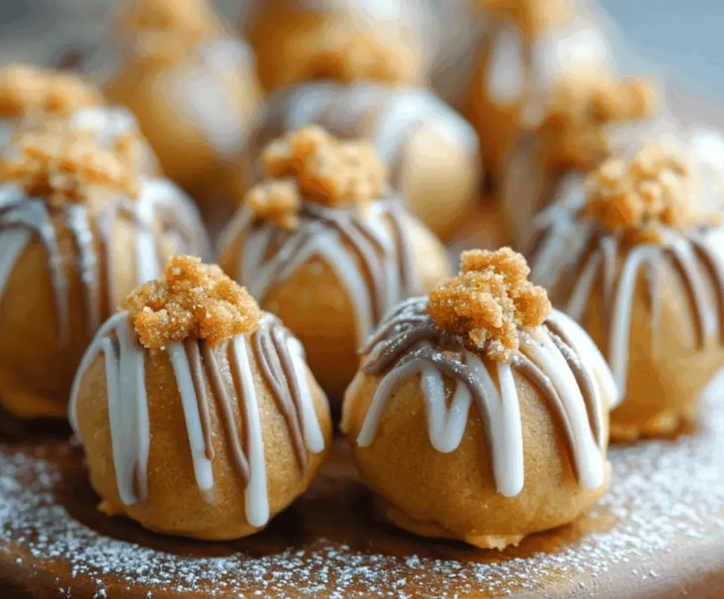 Delicious Pumpkin Cheesecake Truffles with a creamy, spiced pumpkin filling coated in chocolate.