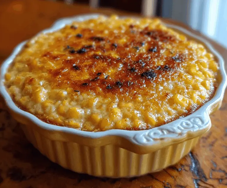 Delicious sweet honey-glazed corn casserole served in a baking dish, perfect for family dinners and holiday meals.
