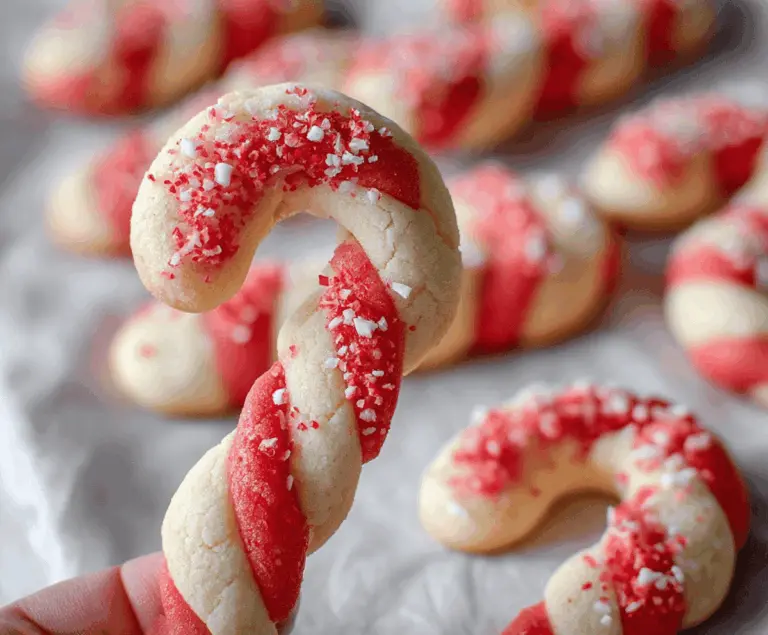 Delicious homemade candy cane cookies with red and white striped design on a festive plate