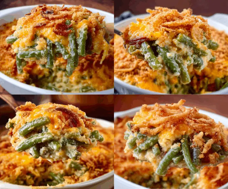 Delicious Cheddar Bay Green Bean Casserole with melted cheese and fresh green beans