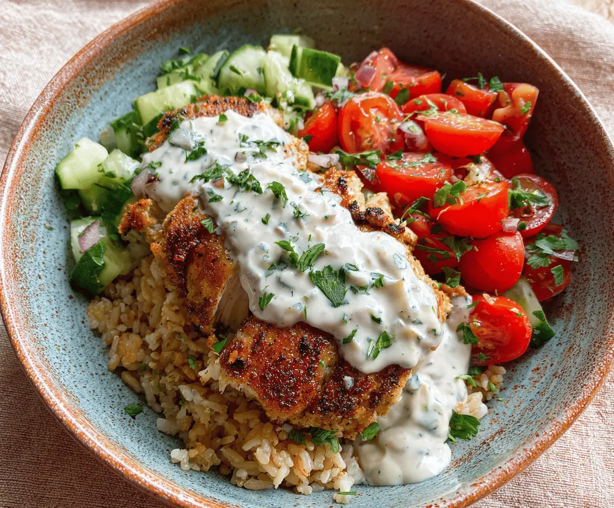 Easy Chicken Rice Bowls with Garlic Sauce