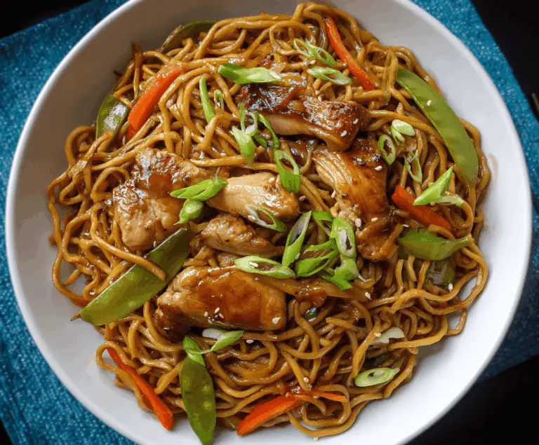 Delicious Chicken Teriyaki Noodles with savory sauce and fresh vegetables