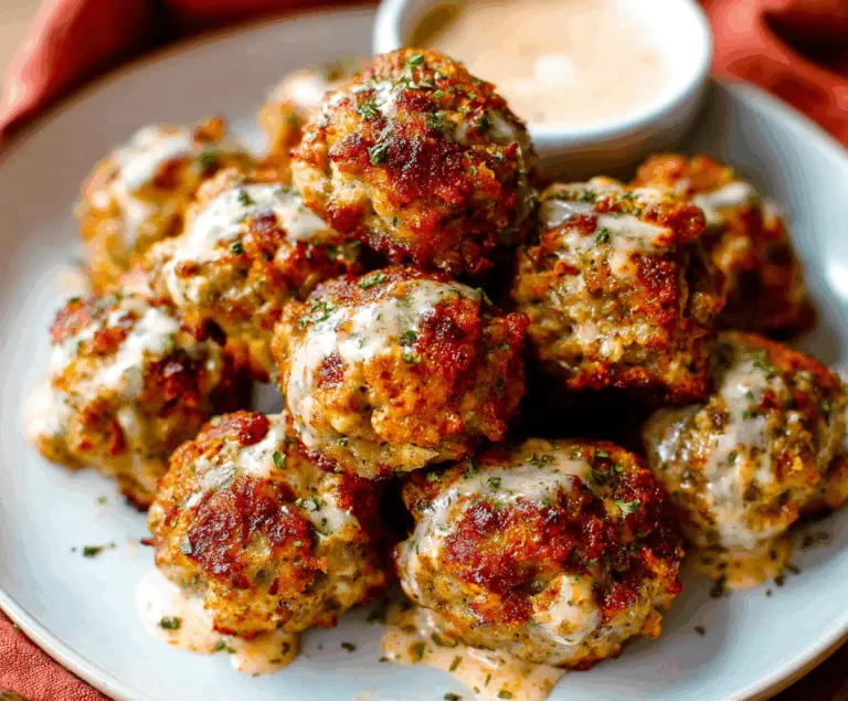 Cream Cheese Sausage Balls served hot, showcasing a delicious appetizer with melted cream cheese and savory sausage.