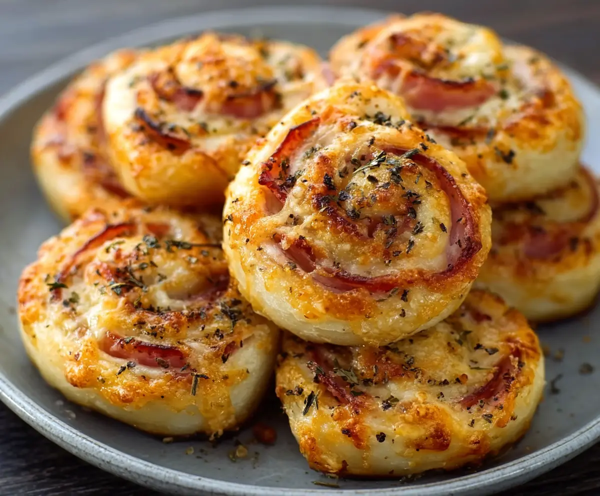 Easy Hot Ham & Cheese Pinwheels