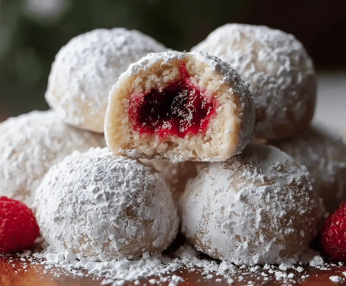 Easy Raspberry Almond Snowball Cookies