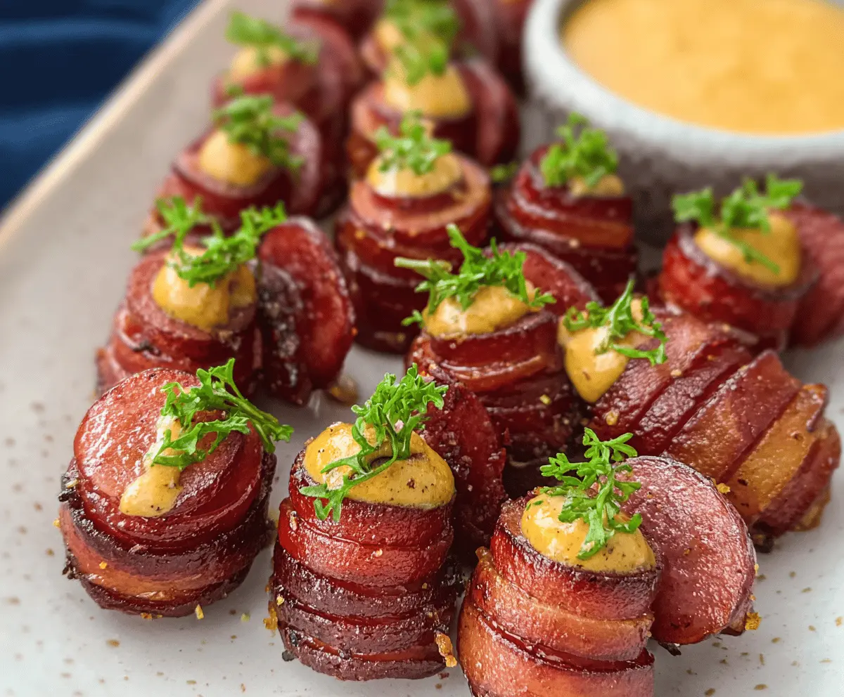Savory Mustard Hasselback Kielbasa Bites