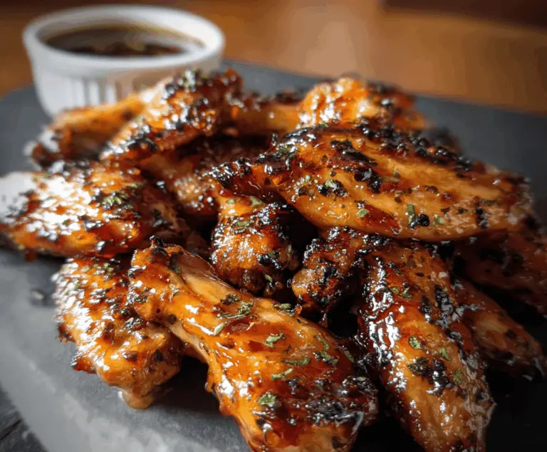 Delicious Sticky Pineapple-Teriyaki Chicken Wings served on a platter with garnishes
