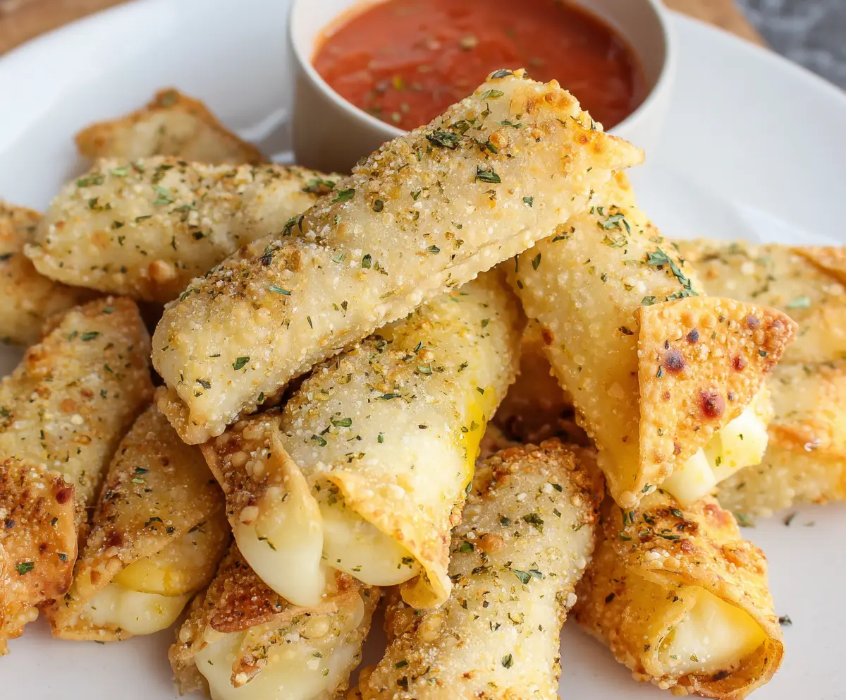Crispy Air Fryer Wonton Mozzarella Sticks