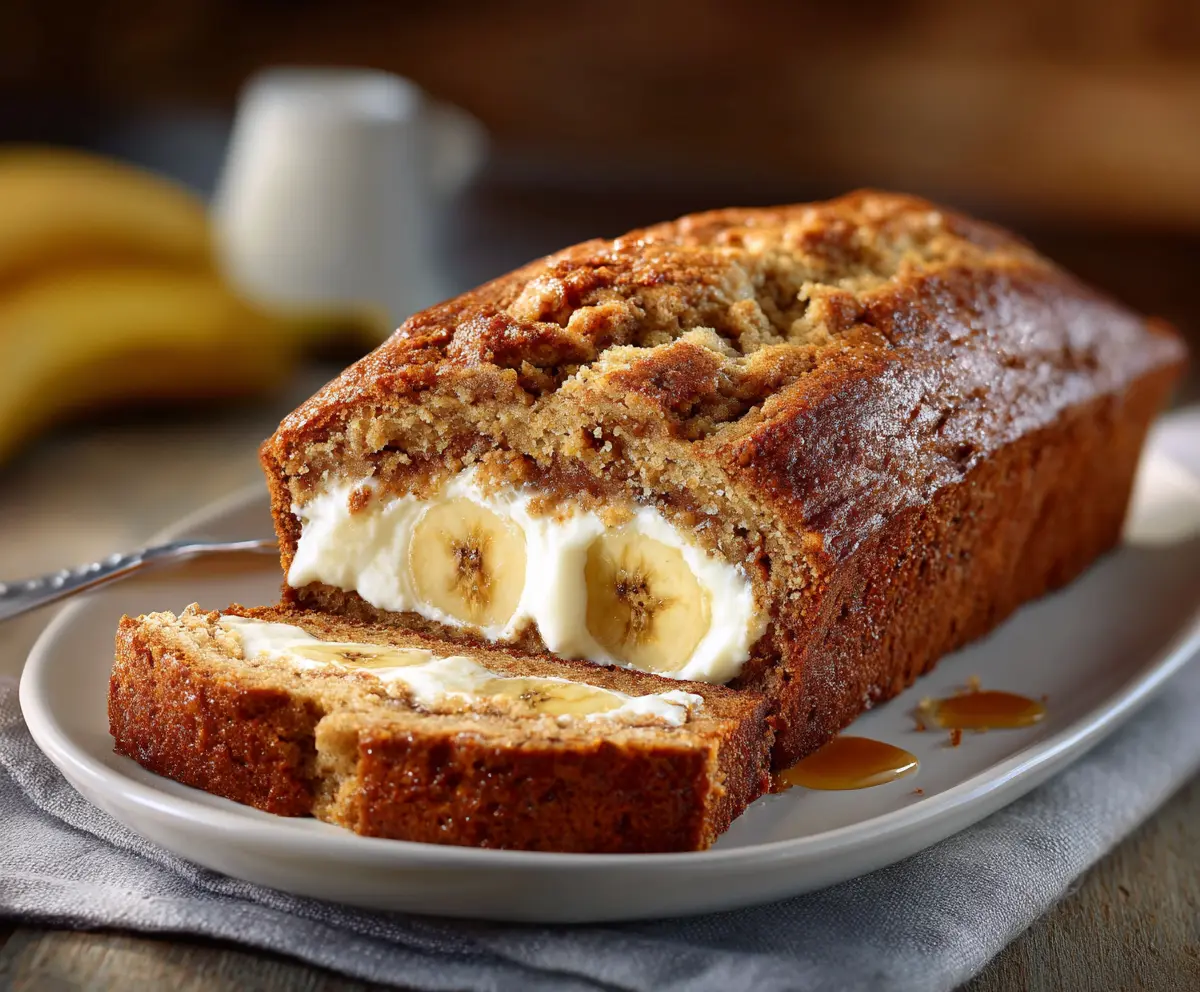 Moist Banana Bread with Cream Cheese Filling