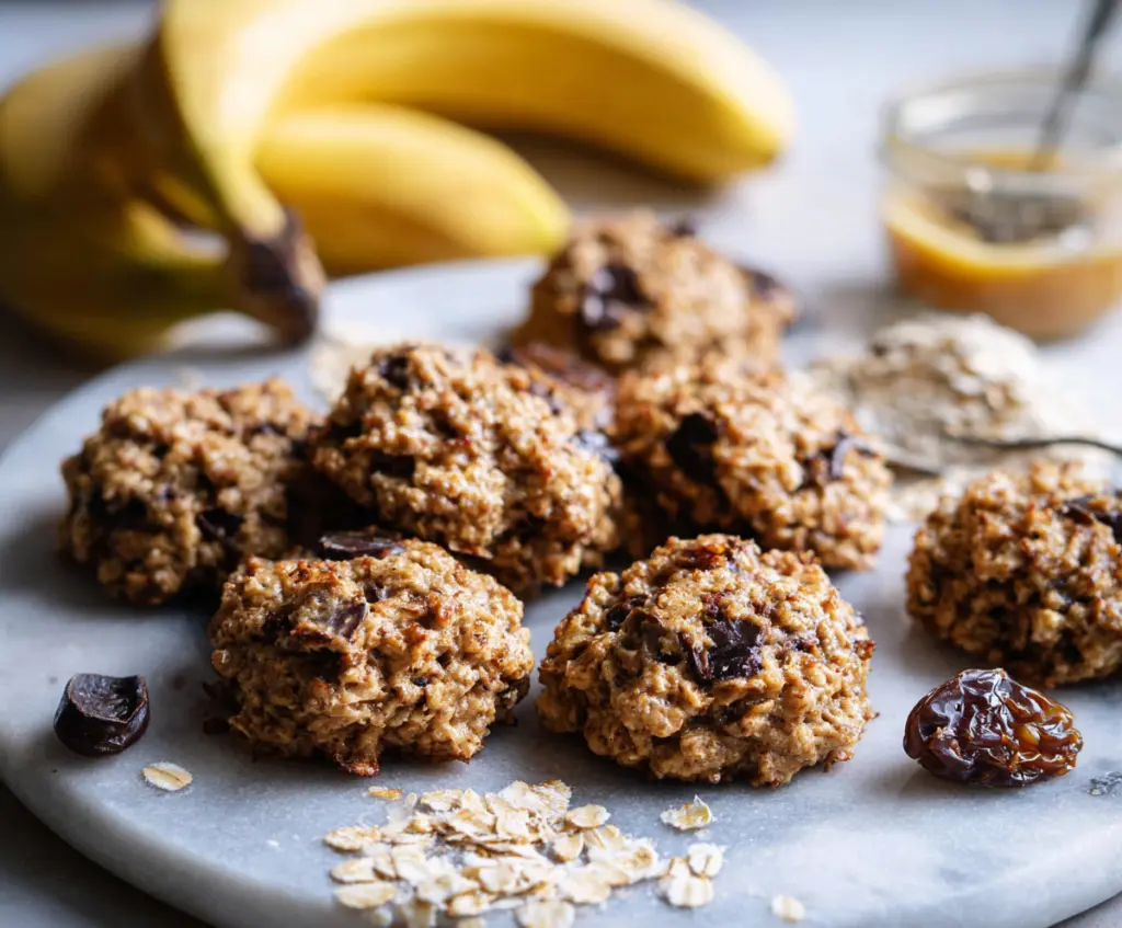 Delicious homemade banana oatmeal cookies on a cooling rack, perfect for a healthy snack.