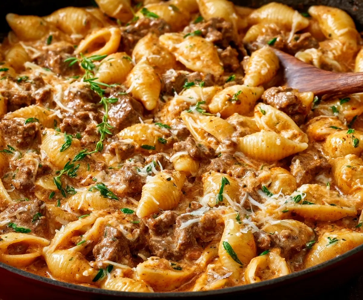 Easy Creamy Beef and Shells