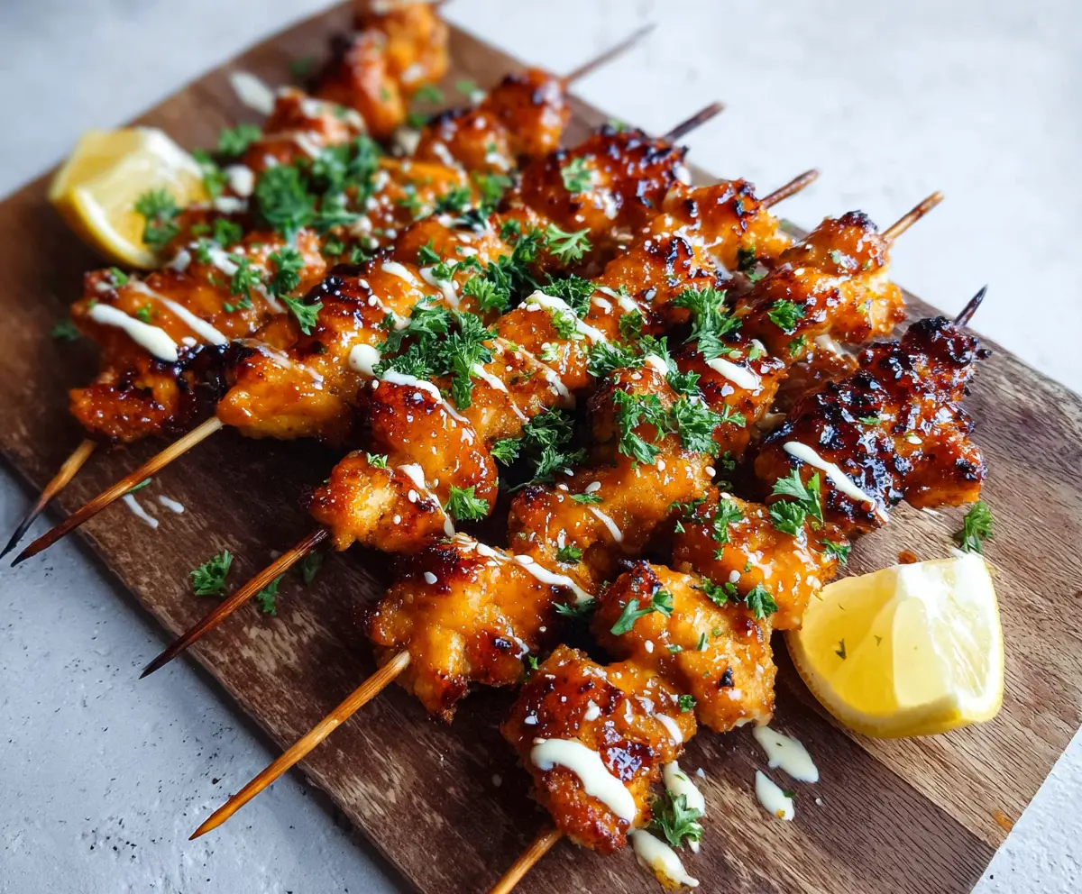 Crispy Bang Bang Chicken Skewers
