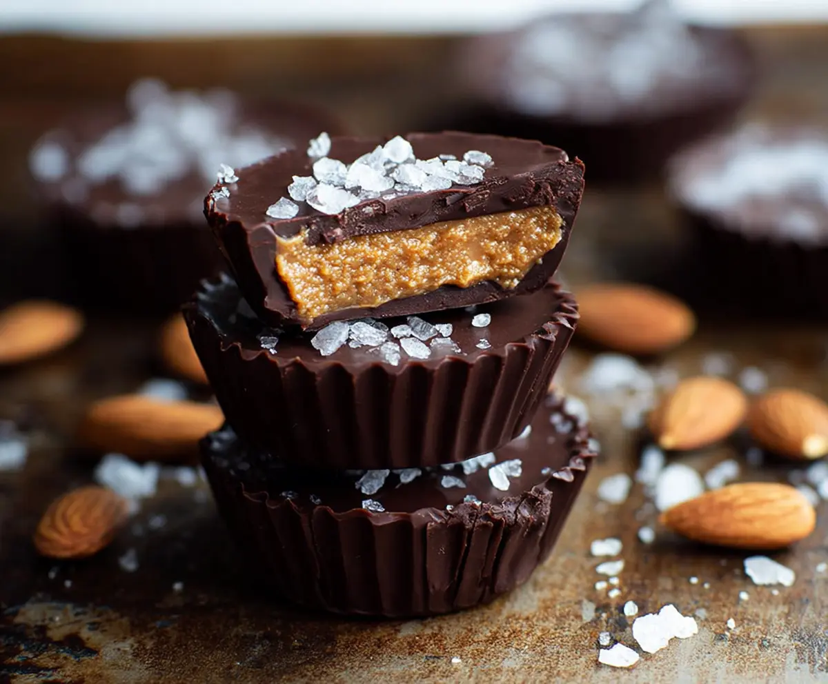 Easy Dark Chocolate Almond Butter Cups