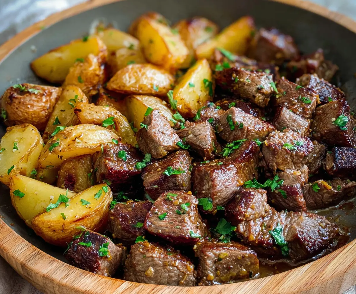 Garlic Butter Steak Bites with Crispy Potatoes