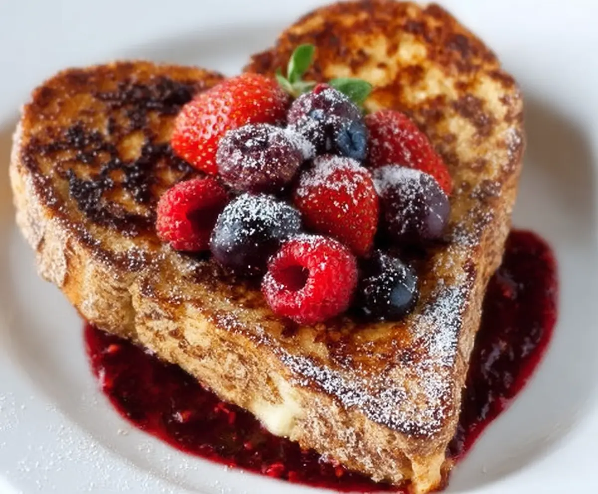 Heart-Shaped French Toast with Berry Sauce