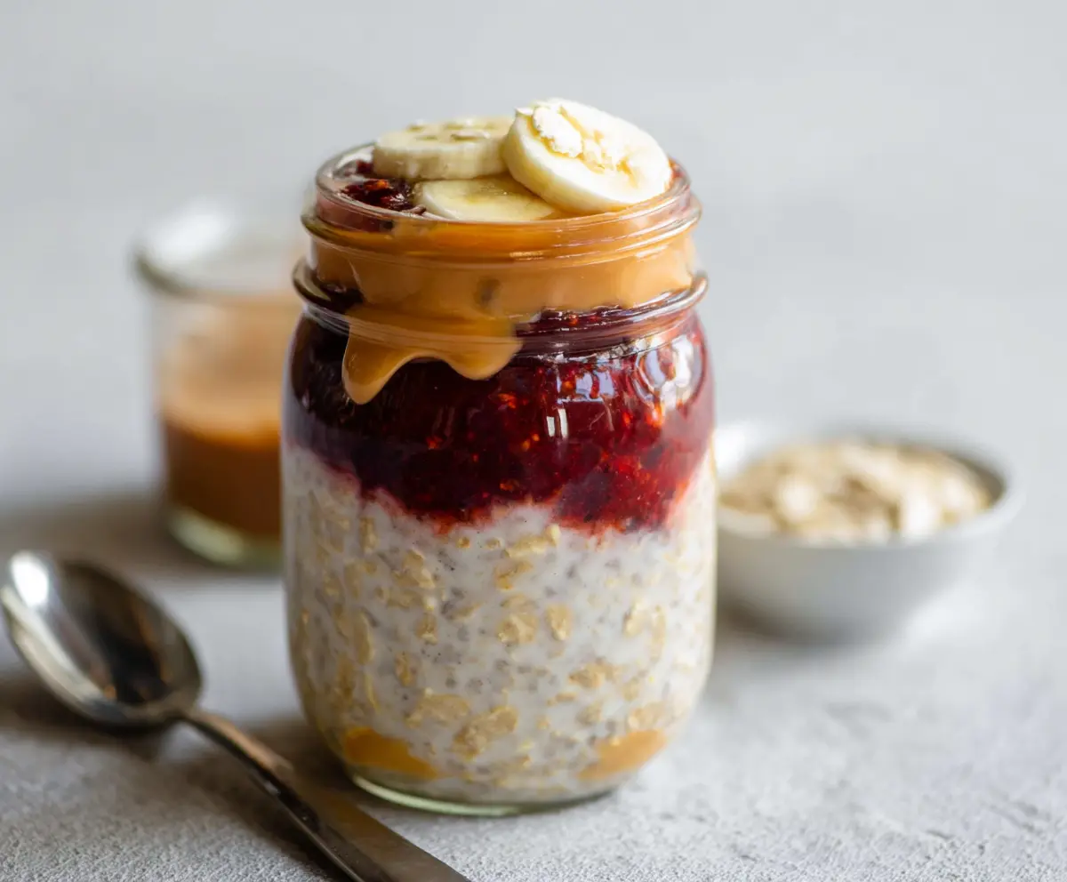 Easy Peanut Butter Jelly Overnight Oats