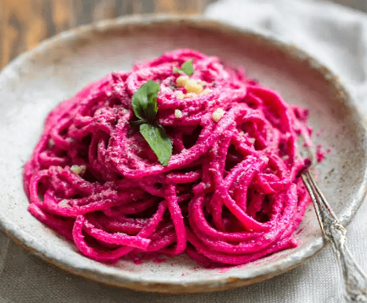 Creamy Pink Beet Pasta Recipe
