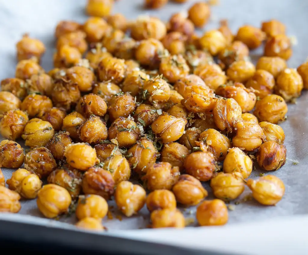 Crunchy and flavorful Ranch Crispy Roasted Chickpeas in a bowl, perfect as a healthy snack.