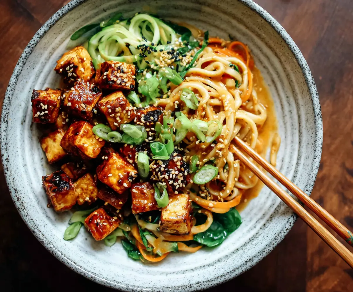 Easy Sesame Noodle Tofu Bowls
