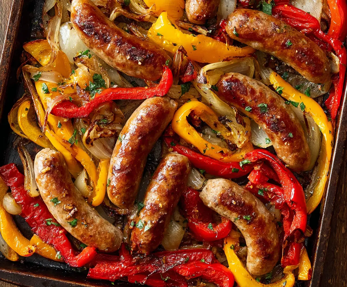Easy Sheet Pan Sausage & Peppers