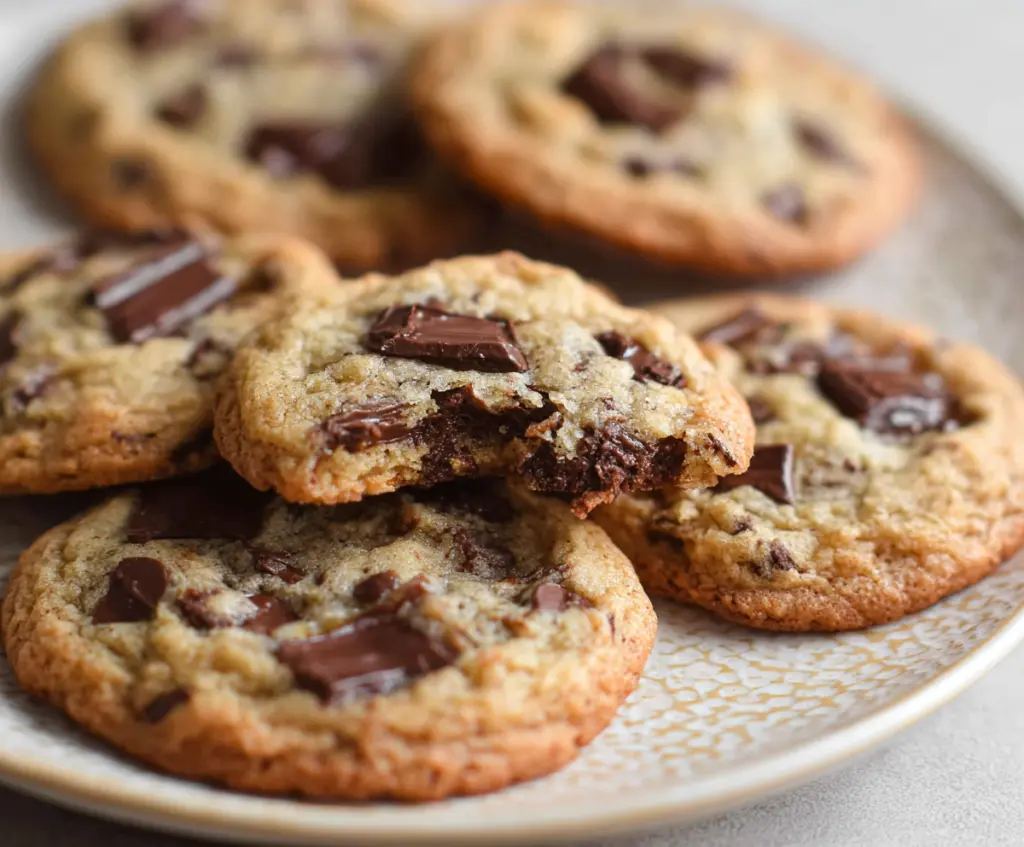 Delicious homemade sourdough discard chocolate chip cookies on a baking sheet