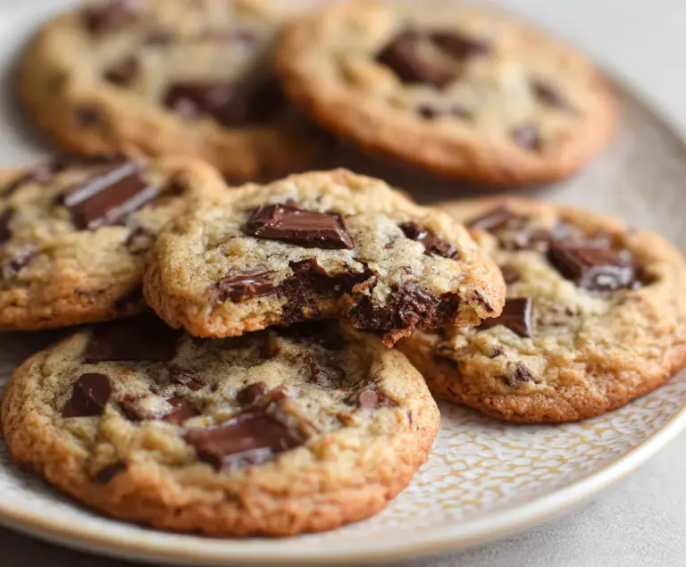 Delicious homemade sourdough discard chocolate chip cookies on a baking sheet