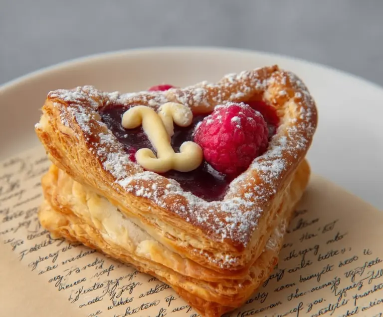 Valentines Love Letter Pastries with heart-shaped design and sweet filling