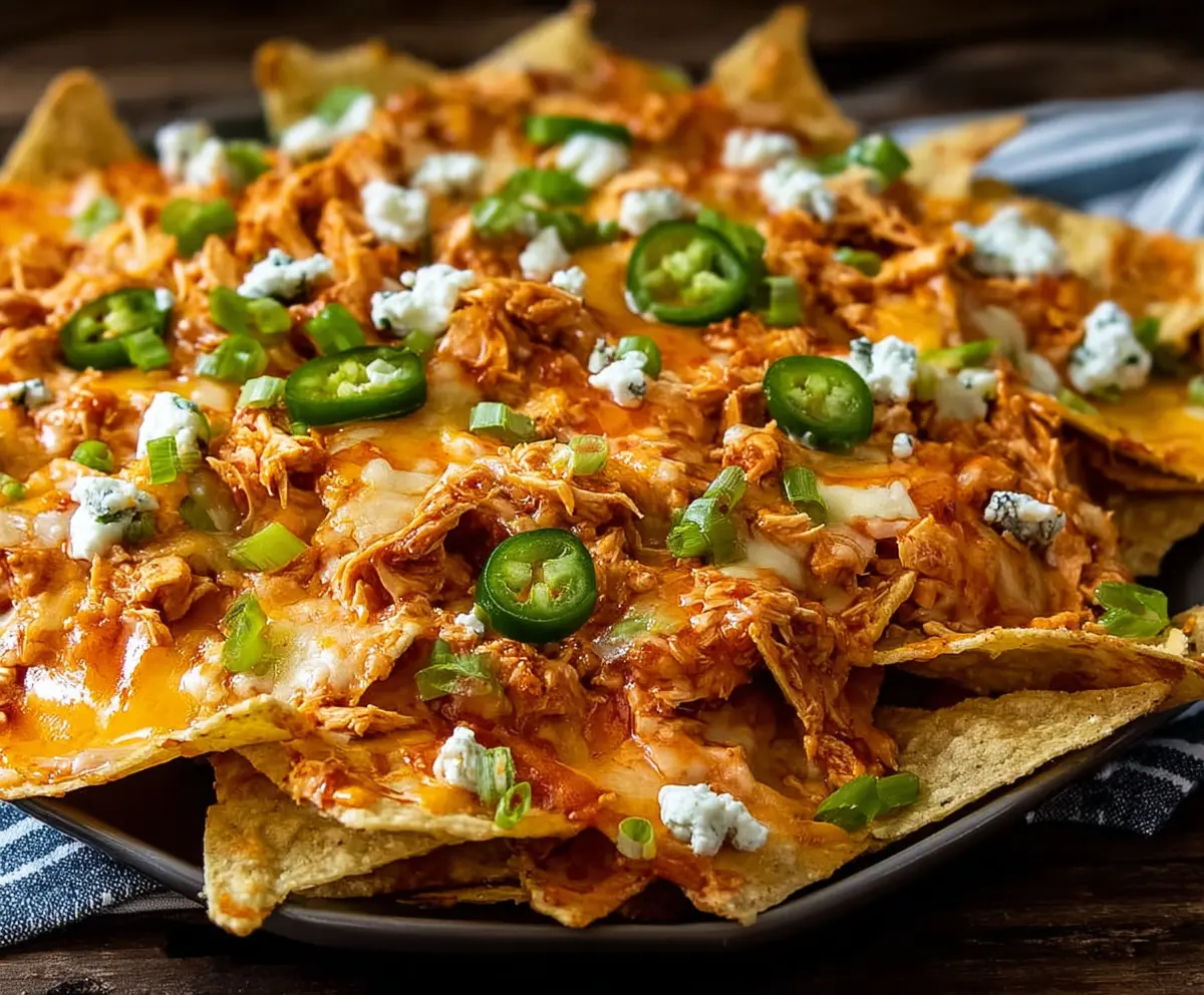 Easy Buffalo Chicken Dip Nachos