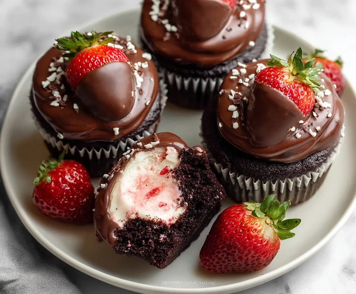 Easy Chocolate Covered Strawberry Cupcakes
