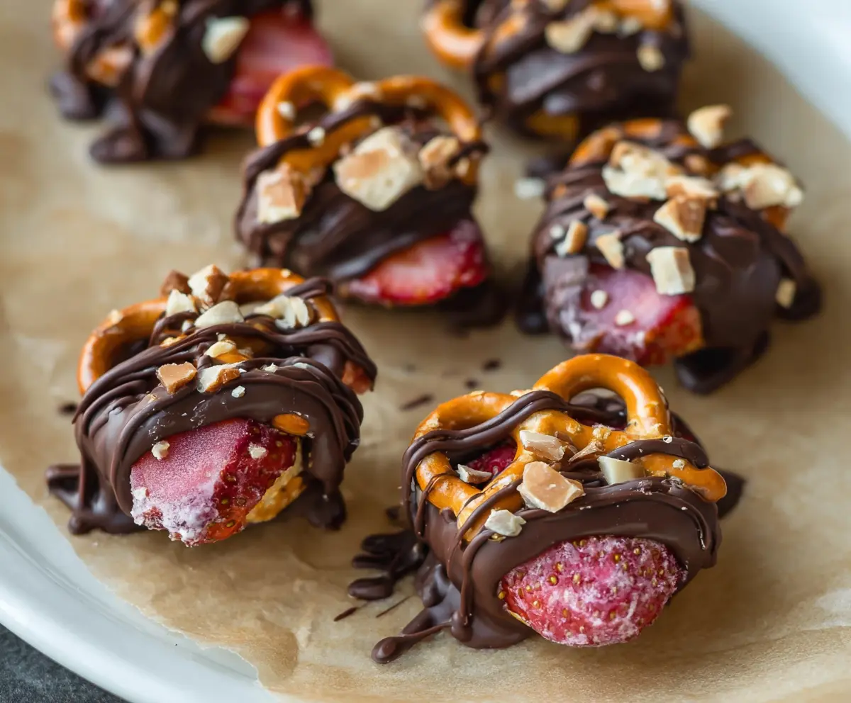 Easy Chocolate Strawberry Pretzel Bites