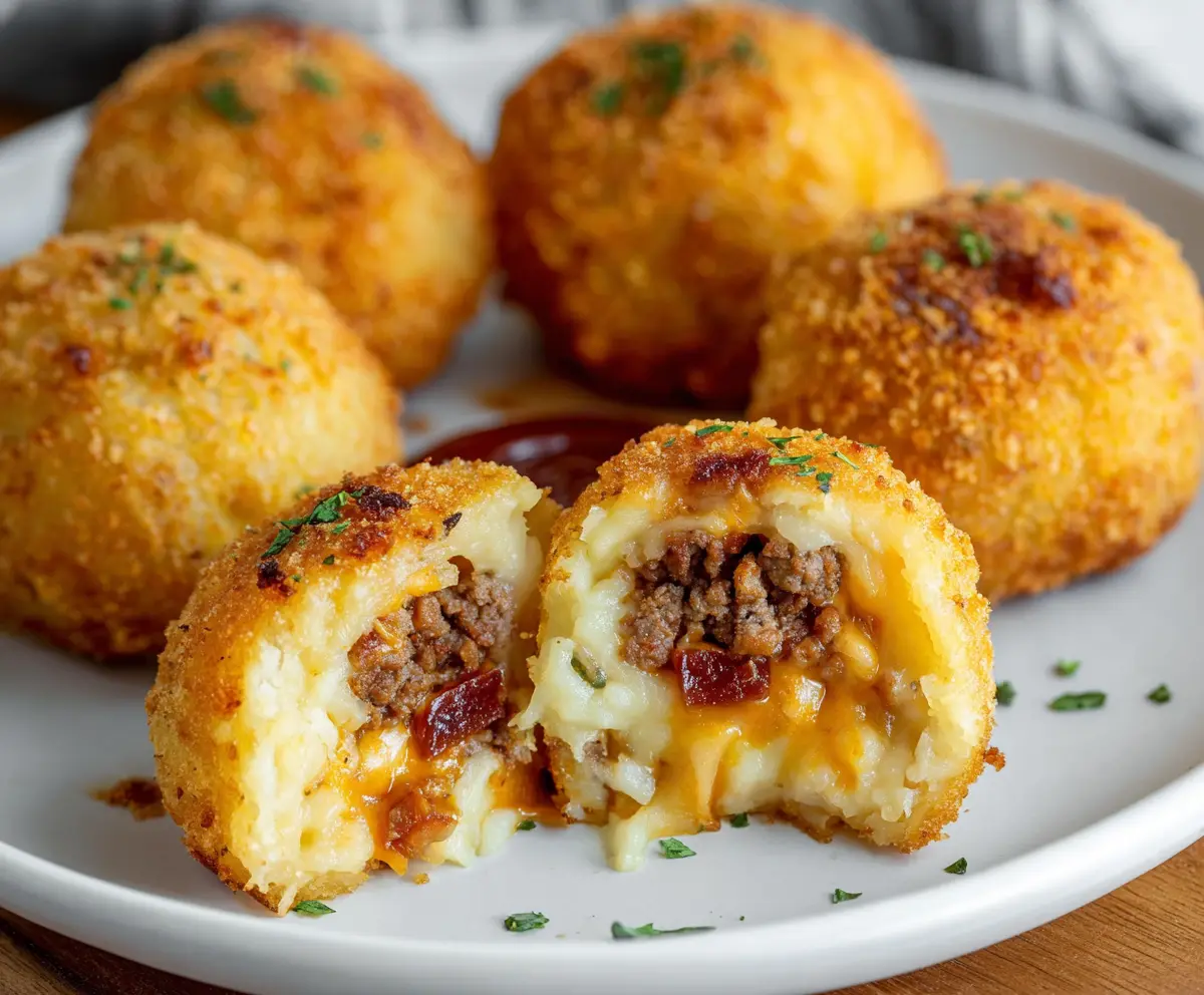 Crispy Cheese & Beef Stuffed Mashed Potatoes