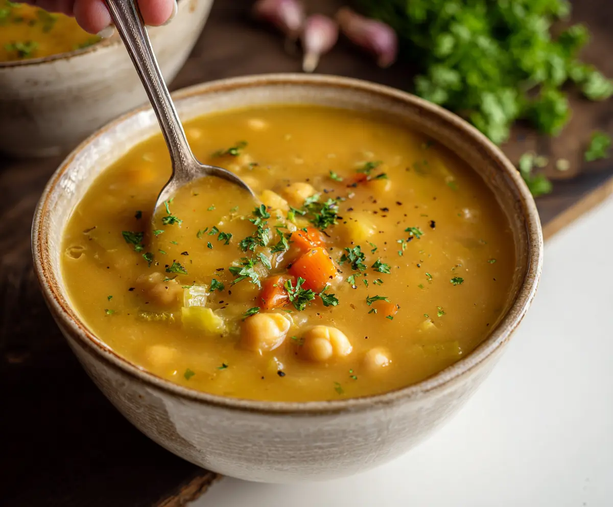 Easy Garlic Chickpea Soup Recipe