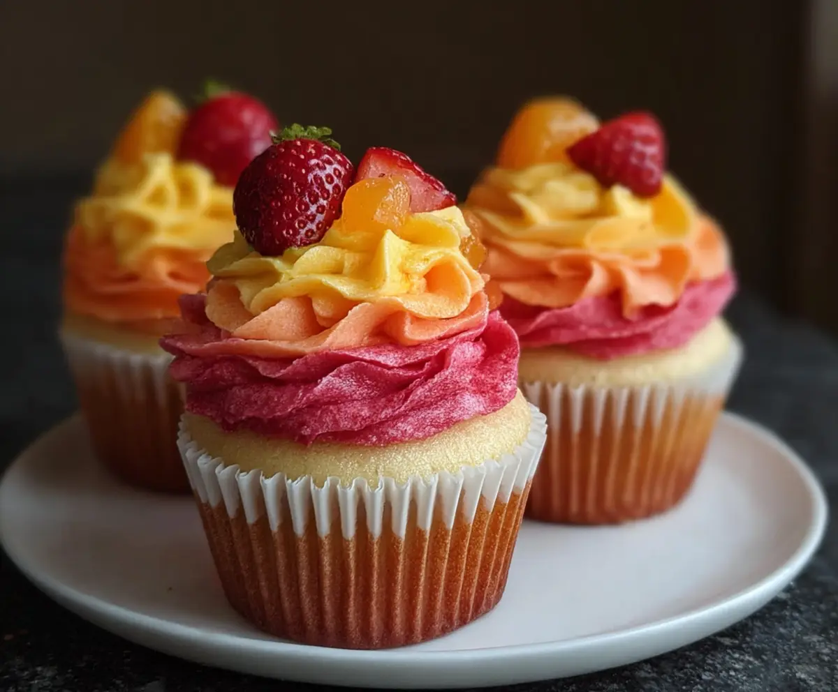 Easy Mango Strawberry Sunset Cupcakes
