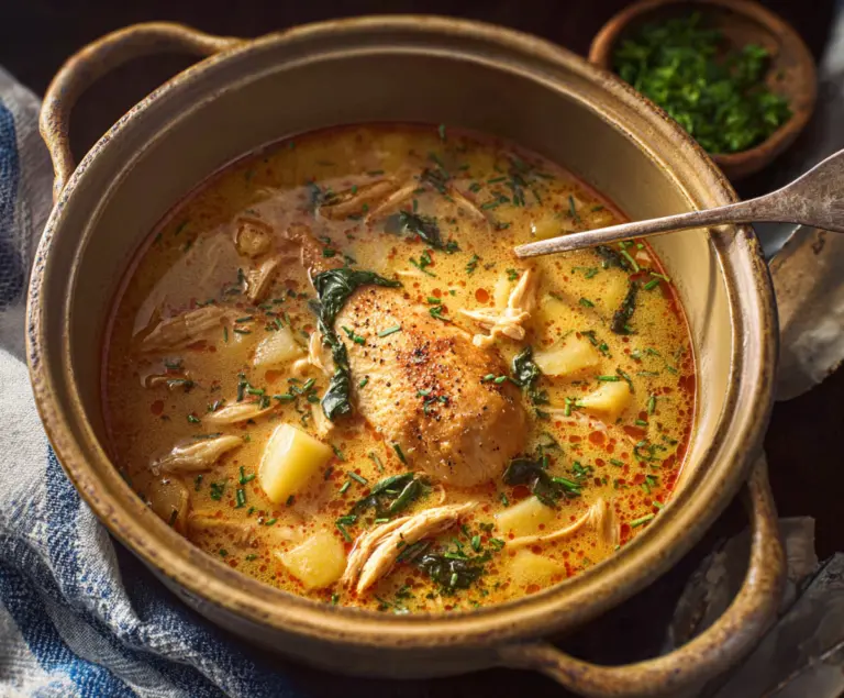 Delicious Marry Me Chicken Soup in a bowl, garnished with fresh herbs and vegetables.