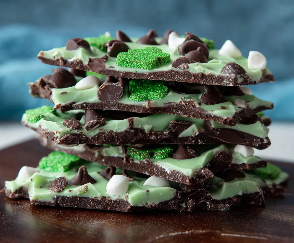 Easy Mint Chocolate Shamrock Bark