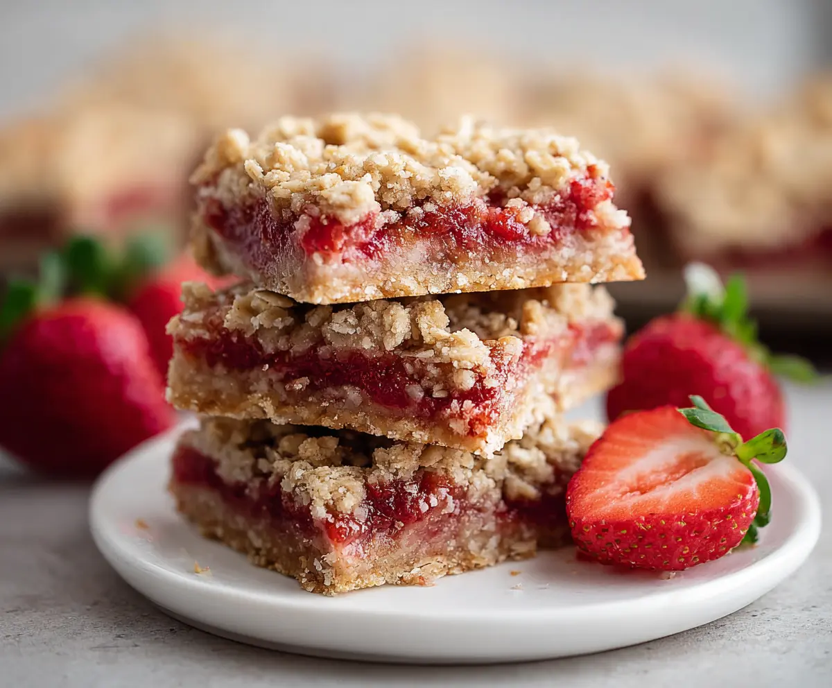 Easy Strawberry Oatmeal Crumble Bars