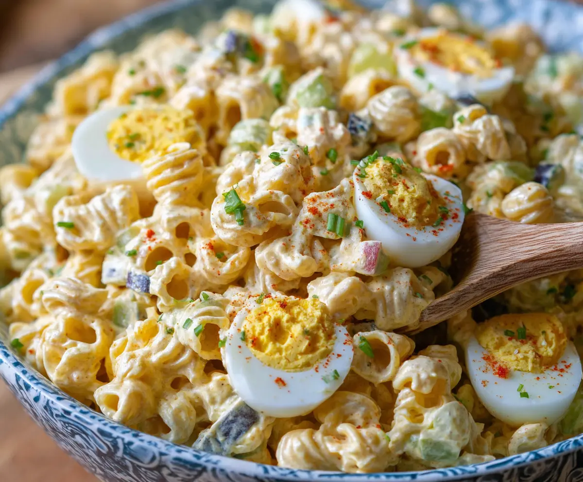 Easy Creamy Deviled Egg Pasta Salad