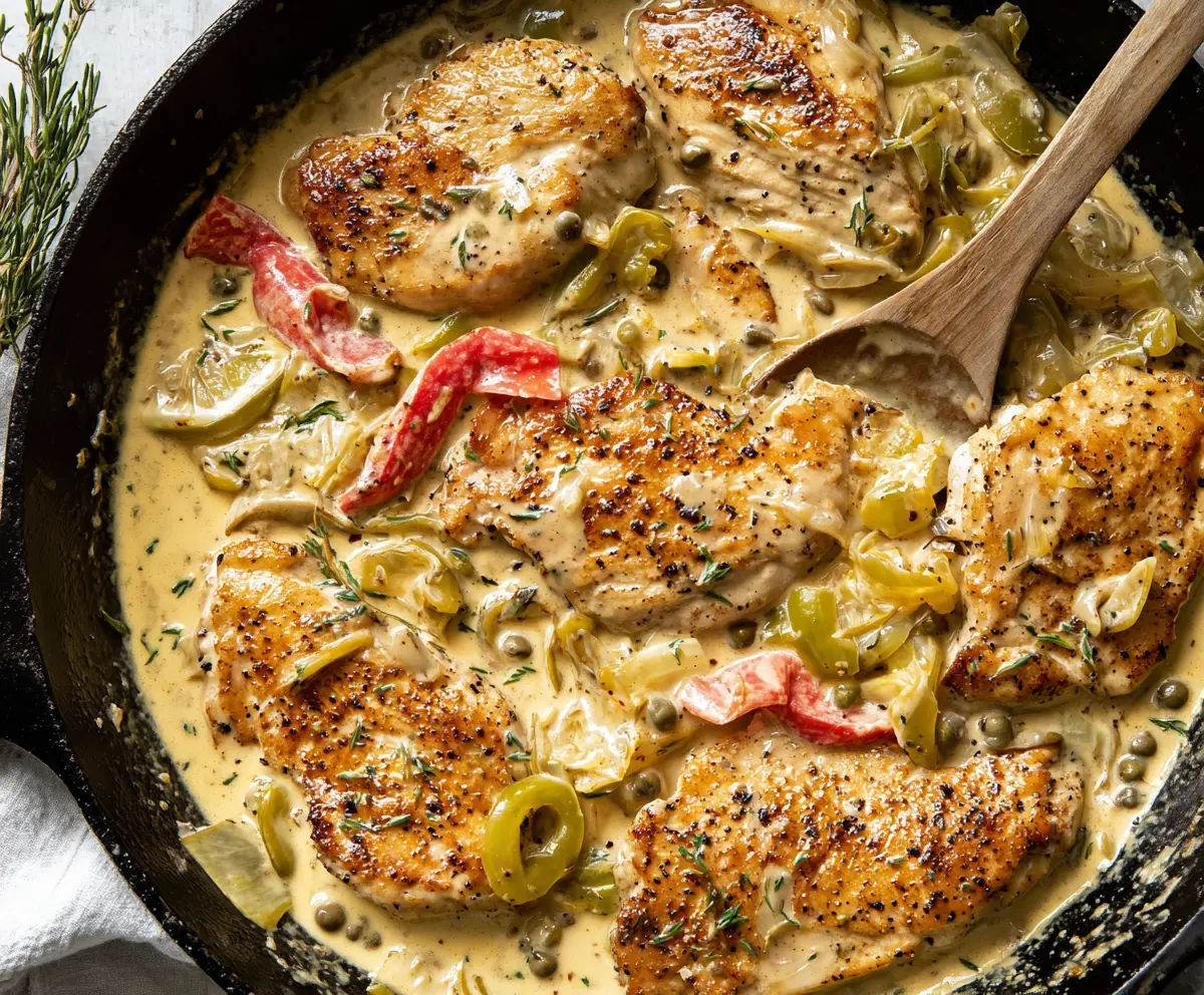Creamy Pepperoncini Chicken Skillet