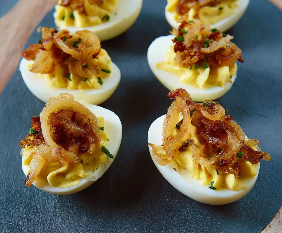 French Onion Deviled Eggs
