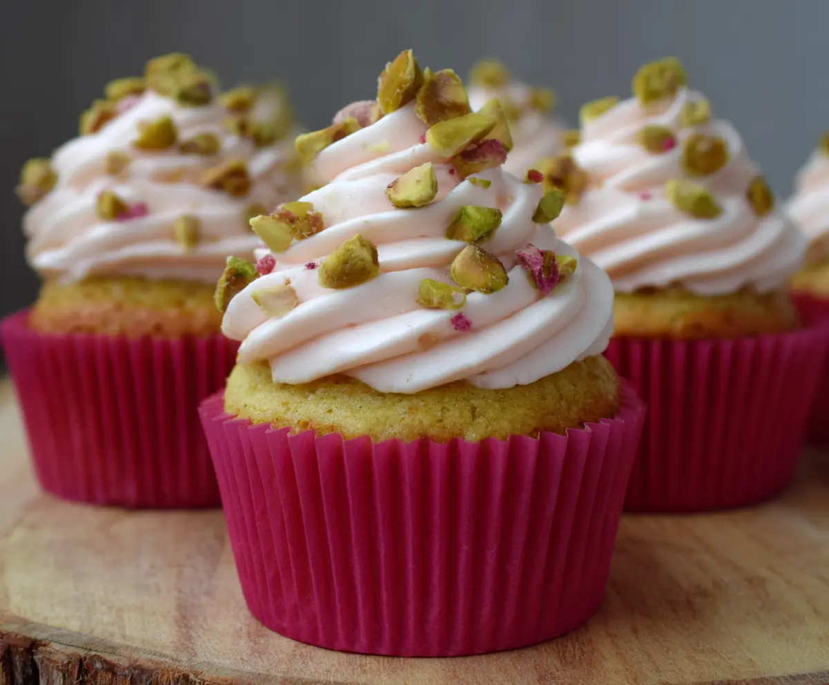Delicious Honey Pistachio Rosewater Cupcakes