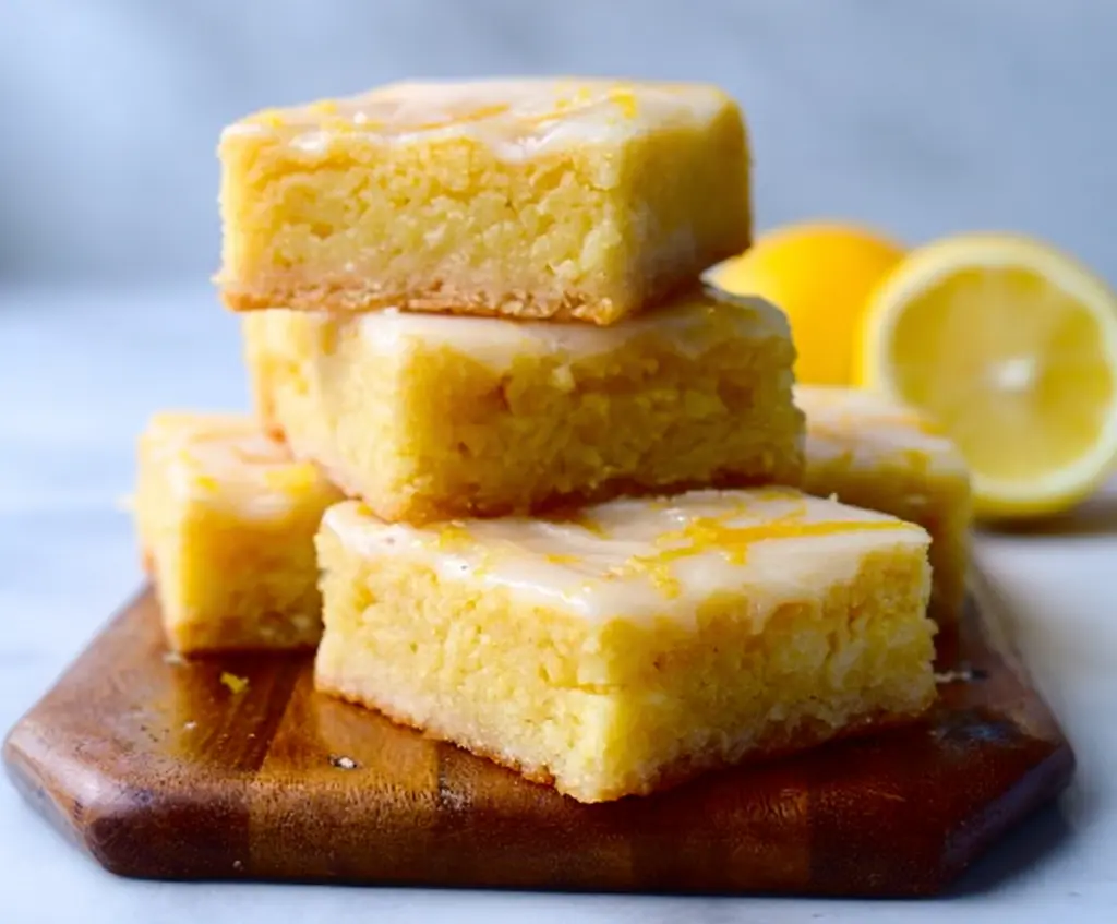 Delicious homemade Lemon Brownies with bright lemon glaze and a chewy texture