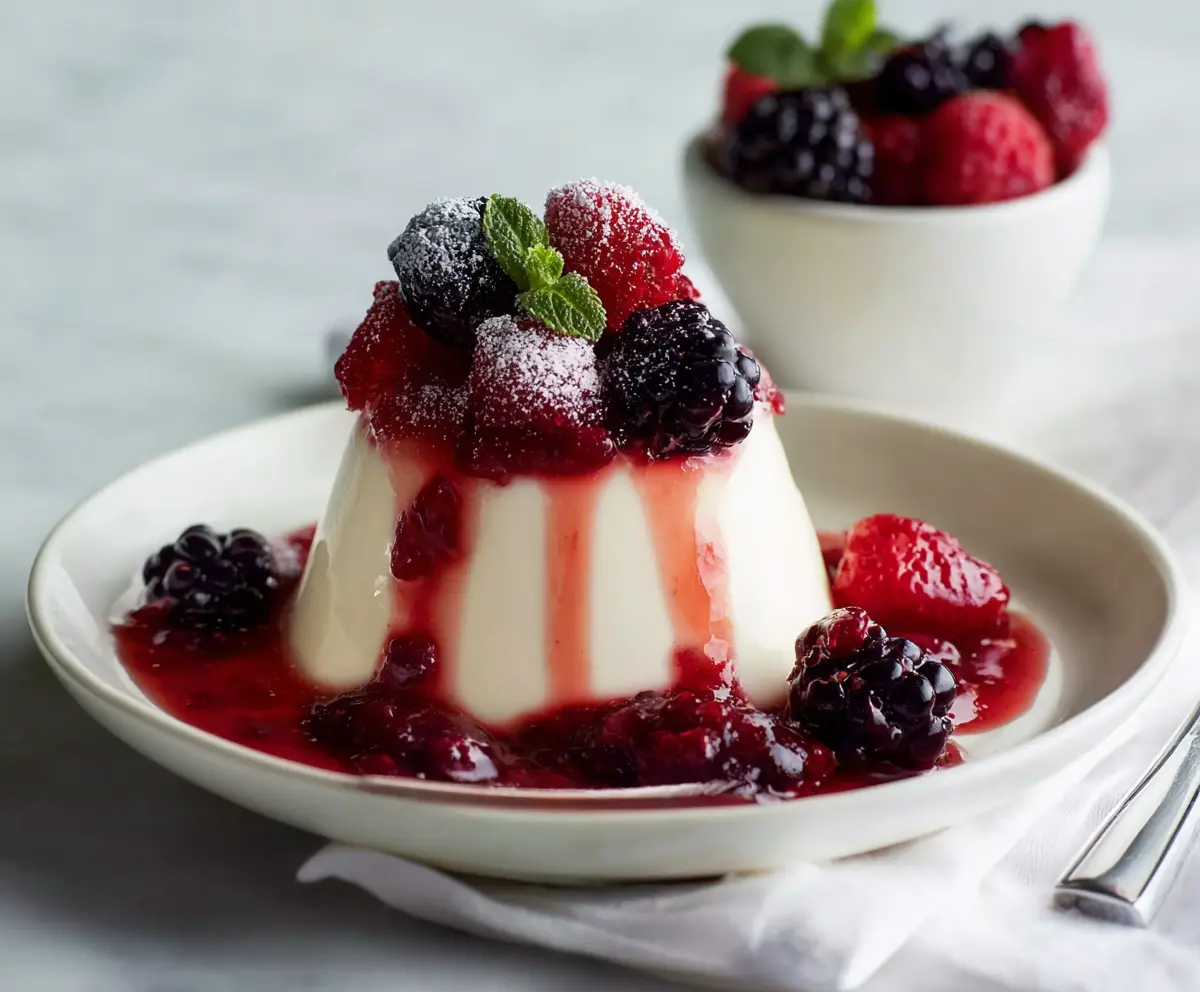 Creamy Vanilla Bean Panna Cotta with Berry Sauce